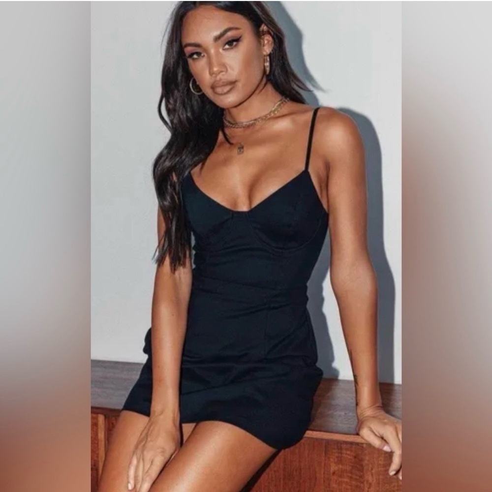Princess Polly Black Spaghetti-Strap Bodycon Mini Dress NWT.